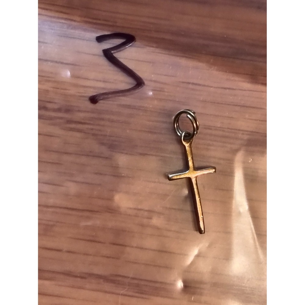 Vintage 925 Gold Tone Small Latin Cross Pendant Charm Religious Jewelry
